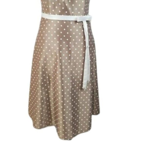 Vtg 80's Retro 60's Satin Strapless Bow Accent Waist Polka Dot Aline Dress Sz 6 - Picture 13 of 14